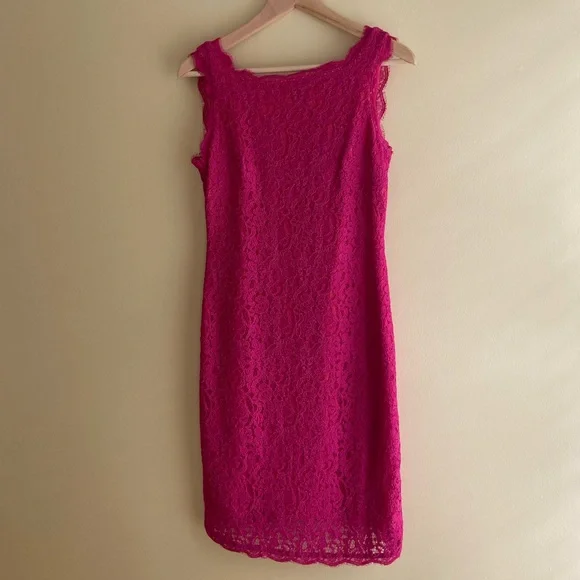 Adrianna Papell pink lace dress.